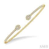 1/2 Ctw Pear Shape Open End Round Cut Diamond Stackable Cuff Bangle in 14K Yellow Gold