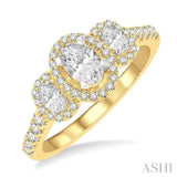 Oval Shape Past Present & Future Semi-Mount Diamond Engagement Ring