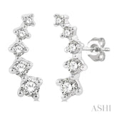 1/4 Ctw Round Cut Diamond Petite Fashion Climbers in 14K White Gold