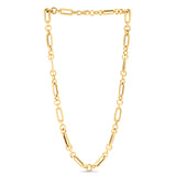 14K Gold Alternating Paperclip Round Links Chain
