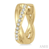 1/10 Ctw Split Intersecting Arms Round Cut Diamond Huggie Petite Earrings in 10K Yellow Gold