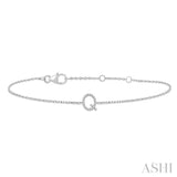 1/20 ctw Initial 'Q' Round Cut Diamond Bracelet in 10K White Gold