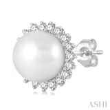 Pearl & Petite Halo Diamond Fashion Earrings