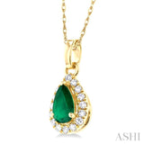 Pear Shape Gemstone & Diamond Pendant