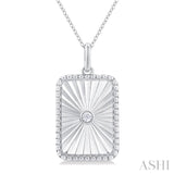 Silver Rectangle Shape Medallion Diamond Pendant