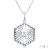 Silver Hexagon Shape Medallion Diamond Pendant