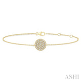 1/6 ctw Petite Circular Disc Round Cut Diamond Fashion Bracelet in 10K Yellow Gold