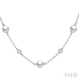 Pearl & Diamond Station Necklace