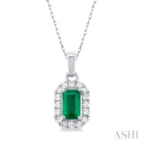 Gemstone & Halo Diamond Pendant