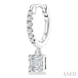 1/3 Ctw Petite Square Shape Fusion Diamond Fashion Huggies in 10K White Gold