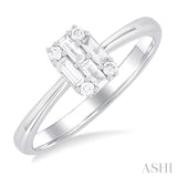 1/4 ctw Petite Fusion Baguette and Round Cut Diamond Fashion Ring in 14K White Gold