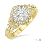 5/8 Ctw Diamond Lovebright Engagement Ring in 14K Yellow and White Gold