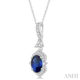 Oval Shape Halo Gemstone & Diamond Pendant