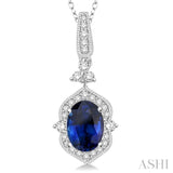 Oval Shape Halo Gemstone & Diamond Pendant