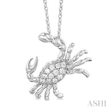 1/10 ctw Petite Crab Round Cut Diamond Fashion Pendant With Chain in 10K White Gold