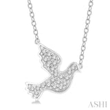 1/10 ctw Petite Dove Round Cut Diamond Fashion Pendant With Chain in 10K White Gold