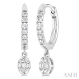 1/3 ctw Petite Oval Shape Fusion Diamond Fashion Huggies in 10K White Gold