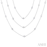 3 ctw Bezel Set Round Cut Diamond Long Station Necklace in 14K White Gold