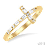 Sideway Cross Baguette Diamond Fashion Ring