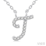 Script 'T' Initial Diamond Pendant