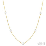 Pearl & Diamond Station Necklace