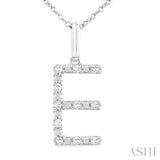 Silver Block 'E' Initial Diamond Pendant