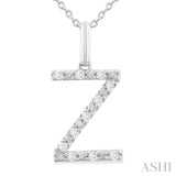 Silver Block 'Z' Initial Diamond Pendant