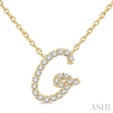 1/10 Ctw Initial 'G' Round cut Diamond Pendant With Chain in 14K Yellow Gold