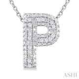 Silver Bubble 'P' Initial Diamond Pendant