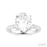1/3 Ctw Oval Shape Round Cut Diamond Semi-Mount Engagement Ring in 14K White Gold
