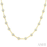 4 Ctw Bezel Set Round Cut Diamond Station Necklace in 14K Yellow Gold