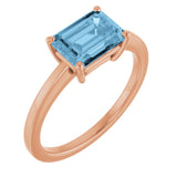 14K Rose Natural Sky Blue Topaz Ring