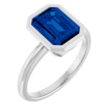 Platinum Lab-Grown Blue Sapphire Ring