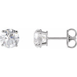 Platinum 6 mm Natural Blue Zircon Stud Earrings