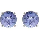 14K White 7 mm Natural Tanzanite Stud Earrings