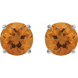 Platinum 6 mm Natural Citrine Stud Earrings