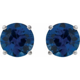 14K White Gold 7 mm Lab-Grown Blue Sapphire Earrings