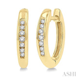 1/10 Ctw Inlay Round Cut Diamond Huggie Petite Earrings in 10K Yellow Gold