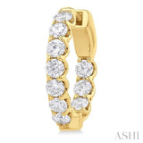 2 Ctw Inside-Out Embellished Round Cut Diamond Hoop Earrings in 14K Yellow Gold