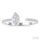 3/8 Ctw Marquise and Round Cut Diamond Fashion Open Ring in 14K White Gold