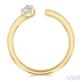 3/8 Ctw Pear and Round Cut Diamond Fashion Open Ring in 14K Yellow Gold