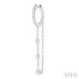 1/3 ctw Round Cut Diamond Chain Dangler Hoop Earring in 10K White Gold