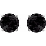 Platinum 7 mm Natural Black Onyx Stud Earrings