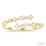 1/3 Ctw Bypass Marquise and Round Cut Diamond Fashion Open Band in 14K Yellow Gold
