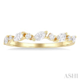 3/8 Ctw Wave Pattern Scatter Marquise and Round Cut Diamond Fashion Band in 14K Yellow Gold