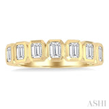 1 Ctw 7 Stone Bezel Set Emerald Cut Diamond Fashion Band in 14K Yellow Gold