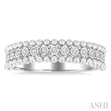 1/10 Ctw Single Cut Diamond Bold Bead Design Fashion Band in Sterling Silver