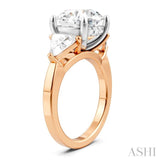 1 1/10 Ctw Circular Shape Trillion and Round Cut Diamond Semi-Mount Engagement Ring in 14K Rose and White Gold