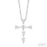 1/2 Ctw Cross 6-Stone Pear Cut Diamond Fashion Pendant With Chain in 14K White Gold