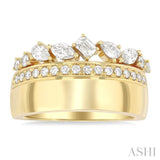 3/4 Ctw Mixed Diamond Cut Fashion Ring in 14K Yellow Gold